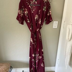 Floral Burgundy Wrap Dress